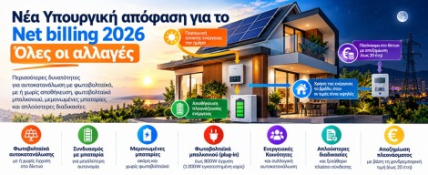 Νέα Υπουργική Απόφαση για το Net Billing 2026. Όλες οι αλλαγές